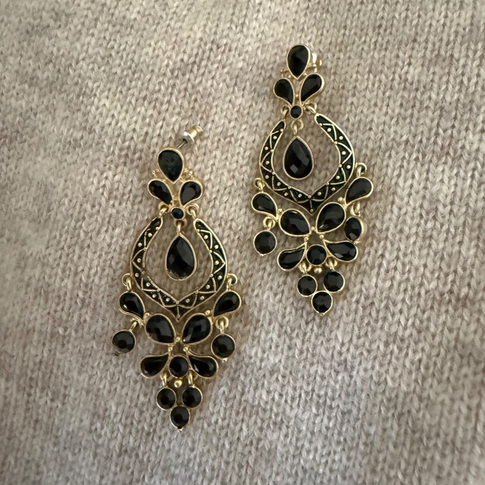 NWT ~ BAUBLEBAR Black Enamel Chandelier Earrings